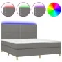 Boxspringbettmatratze und LED-Leuchten dunkelgrauer Stoff 160x200 cm von , Betten und Lattenroste - Ref: Foro24-3135366, Prei...
