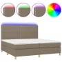Box spring bed with mattress and LED lights taupe gray fabric 200x200 cm by , Beds and slatted bases - Ref: Foro24-3135385, P...