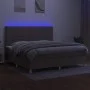 Box spring bed with mattress and LED lights taupe gray fabric 200x200 cm by , Beds and slatted bases - Ref: Foro24-3135385, P...