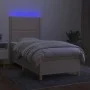 Box spring bed mattress and LED lights cream fabric 90x200 cm by , Beds and slatted bases - Ref: Foro24-3135330, Price: 321,4...
