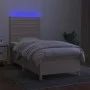 Box spring bed mattress and LED lights cream fabric 80x200 cm by , Beds and slatted bases - Ref: Foro24-3135474, Price: 336,2...