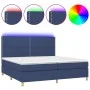 Box spring bed mattress and LED lights blue fabric 200x200 cm by , Beds and slatted bases - Ref: Foro24-3135387, Price: 619,2...