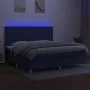 Box spring bed mattress and LED lights blue fabric 200x200 cm by , Beds and slatted bases - Ref: Foro24-3135387, Price: 619,2...