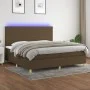 Boxspringbettmatratze LED-Leuchten dunkelbrauner Stoff 200x200 cm von , Betten und Lattenroste - Ref: Foro24-3135544, Preis: ...