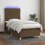 Box spring bed mattress LED lights dark brown fabric 100x200cm by , Beds and slatted bases - Ref: Foro24-3135656, Price: 375,...