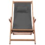 Klappbarer Strandstuhl aus grauem Stoff und Holzstruktur von vidaXL, Gartenstühle - Ref: Foro24-43997, Preis: 64,29 €, Rabatt: %