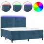 Box spring bed with mattress and LED velvet dark blue 160x200 cm by , Beds and slatted bases - Ref: Foro24-3136075, Price: 53...