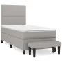 Box spring bed with light gray fabric mattress 90x190 cm by , Beds and slatted bases - Ref: Foro24-3136477, Price: 326,23 €, ...