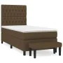 Box spring bed with dark brown fabric mattress 100x200 cm by , Beds and slatted bases - Ref: Foro24-3136816, Price: 425,62 €,...