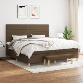 Box spring bed with dark brown fabric mattress 200x200 cm by , Beds and slatted bases - Ref: Foro24-3137264, Price: 742,44 €,...
