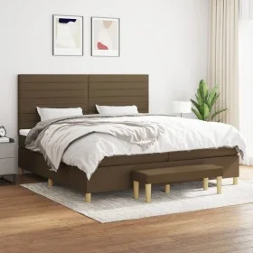 Box spring bed with dark brown fabric mattress 200x200 cm by , Beds and slatted bases - Ref: Foro24-3137264, Price: 746,47 €,...