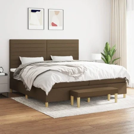 Box spring bed with dark brown fabric mattress 200x200 cm by , Beds and slatted bases - Ref: Foro24-3137264, Price: 746,47 €,...