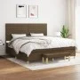Box spring bed with dark brown fabric mattress 200x200 cm by , Beds and slatted bases - Ref: Foro24-3137264, Price: 746,47 €,...