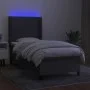 Box spring bed mattress and LED lights dark gray fabric 90x200 cm by , Beds and slatted bases - Ref: Foro24-3138206, Price: 3...