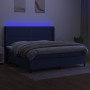 Box spring bed mattress and LED lights blue fabric 200x200 cm by , Beds and slatted bases - Ref: Foro24-3138267, Price: 672,0...