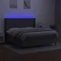 Box spring bed mattress and LED lights dark gray fabric 160x200 cm by , Beds and slatted bases - Ref: Foro24-3138246, Price: ...