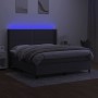 Cama box spring colchón y luces LED tela gris oscuro 160x200 cm de , Camas y somieres - Ref: Foro24-3138246, Precio: 565,43 €