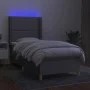 Box spring bed mattress and LED lights light gray fabric 90x190 cm by , Beds and slatted bases - Ref: Foro24-3138757, Price: ...