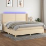 Cama box spring colchón y luces LED tela crema 200x200 cm de , Camas y somieres - Ref: Foro24-3138826, Precio: 600,87 €, Desc...