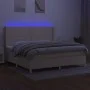 Box spring bed mattress and LED lights cream fabric 200x200 cm by , Beds and slatted bases - Ref: Foro24-3138826, Price: 604,...