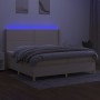Cama box spring colchón y luces LED tela crema 200x200 cm de , Camas y somieres - Ref: Foro24-3138826, Precio: 600,87 €, Desc...