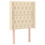 Cama box spring colchón y luces LED tela crema 80x200 cm