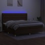 Box spring bed mattress LED lights dark brown fabric 200x200 cm by , Beds and slatted bases - Ref: Foro24-3139144, Price: 733...