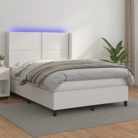 Boxspringbett mit Matratze und LED-weißem Kunstleder 140x200 cm von , Betten und Lattenroste - Ref: Foro24-3139326, Preis: 53...