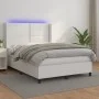 Boxspringbett mit Matratze und LED-weißem Kunstleder 140x200 cm von , Betten und Lattenroste - Ref: Foro24-3139326, Preis: 52...