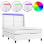 Boxspringbett mit Matratze und LED-weißem Kunstleder 140x200 cm von , Betten und Lattenroste - Ref: Foro24-3139326, Preis: 53...