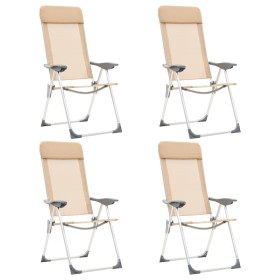 Klappbare Campingstühle 4 Einheiten aus cremefarbenem Aluminium von vidaXL, Campingmöbel - Ref: Foro24-44309, Preis: 204,02 €...