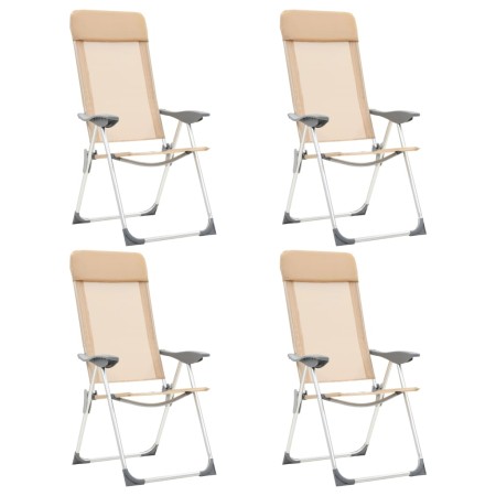 Sillas de camping plegables 4 unidades aluminio crema de vidaXL, Mobiliario de camping - Ref: Foro24-44309, Precio: 203,92 €,...