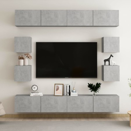 Juego de muebles de salón 8 piezas gris hormigón en Muebles TV | Comprar online en Foro24