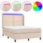 Cama box spring colchón LED cuero sintético capuchino 140x200cm de , Camas y somieres - Ref: Foro24-3139330, Precio: 510,06 €...