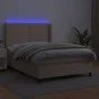 Cama box spring colchón LED cuero sintético capuchino 140x200cm de , Camas y somieres - Ref: Foro24-3139330, Precio: 510,06 €...
