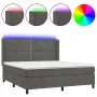 Box spring bed with mattress and LED dark gray velvet 160x200 cm by , Beds and slatted bases - Ref: Foro24-3139512, Price: 51...