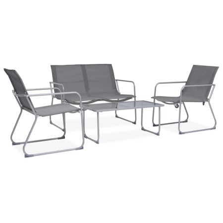 Gartenmöbel-Set 4-teilig aus grauem Stoff und Stahl von vidaXL, Gartensets - Ref: Foro24-44351, Preis: 179,91 €, Rabatt: %