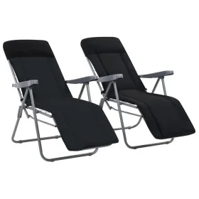 Sillas plegables de jardín con cojines 2 unidades negro de vidaXL, Sillas de jardín - Ref: Foro24-44319, Precio: 165,59 €, De...