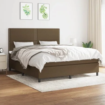 Box spring bed with dark brown fabric mattress 180x200 cm by , Beds and slatted bases - Ref: Foro24-3141716, Price: 572,68 €,...