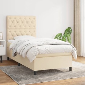 Box spring bed with cream fabric mattress 80x200 cm by , Beds and slatted bases - Ref: Foro24-3141974, Price: 341,63 €, Disco...