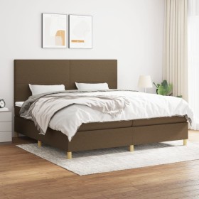 Box spring bed with dark brown fabric mattress 200x200 cm by , Beds and slatted bases - Ref: Foro24-3142204, Price: 653,97 €,...
