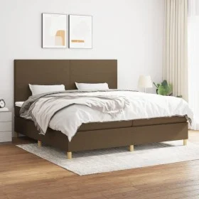 Cama box spring con colchón tela marrón oscuro 200x200 cm de , Camas y somieres - Ref: Foro24-3142204, Precio: 642,73 €, Desc...