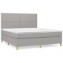 Box spring bed with light gray fabric mattress 180x200 cm by , Beds and slatted bases - Ref: Foro24-3142273, Price: 597,92 €,...