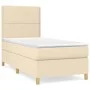 Box spring bed with cream fabric mattress 100x200 cm by , Beds and slatted bases - Ref: Foro24-3142238, Price: 322,39 €, Disc...