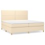 Cama box spring con colchón tela color crema 200x200 cm de , Camas y somieres - Ref: Foro24-3142286, Precio: 589,21 €, Descue...