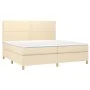 Box spring bed with cream fabric mattress 200x200 cm by , Beds and slatted bases - Ref: Foro24-3142286, Price: 582,29 €, Disc...