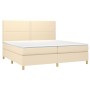 Cama box spring con colchón tela color crema 200x200 cm de , Camas y somieres - Ref: Foro24-3142286, Precio: 589,21 €, Descue...