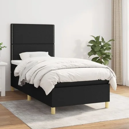 Box spring bed with black fabric mattress 90x190 cm by , Beds and slatted bases - Ref: Foro24-3142219, Price: 277,17 €, Disco...