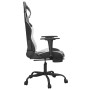 Silla gaming masaje y reposapiés cuero sintético negro blanco en Sillas gaming | Comprar online en Foro24