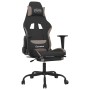 Silla gaming de masaje con reposapiés tela negro y gris taupe en Sillones para videojuegos | Comprar online en Foro24
